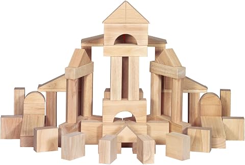 Wooden Building Blocks Set 60 Pieces Natural
