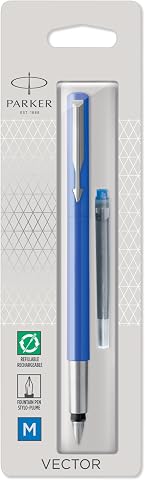 Parker Vector Stainless Steel Fountain Pen Blue Ink